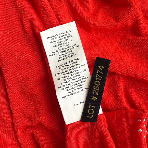 I jeans by Buffalo Vibrant Red Orange Studded Sparkly Racerback Tank Top Size LG - Picture 7 of 16